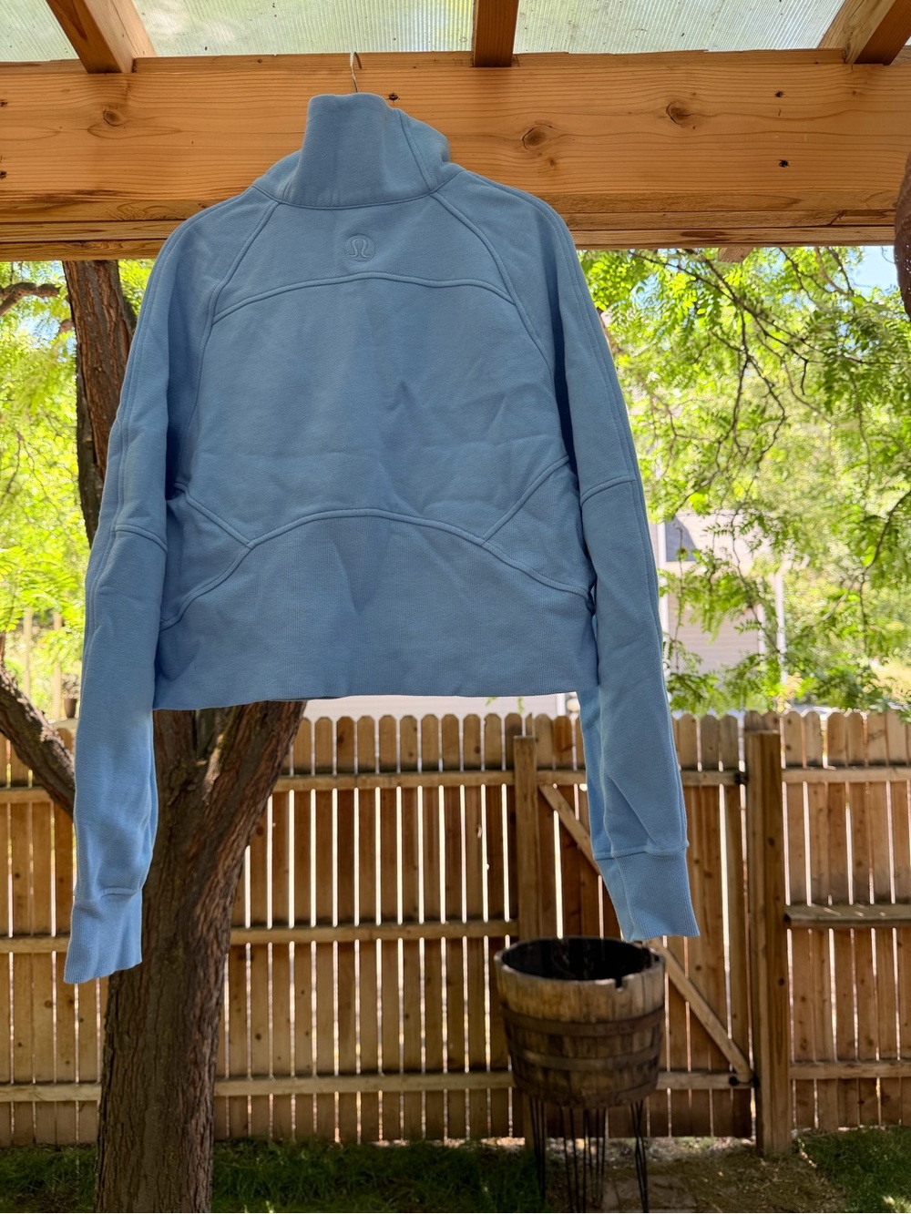 Lululemon Cropped Scuba Blue Funnel Neck Oversized Sweatshirt Pullover - Picture 6 of 17